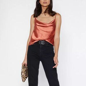 Nasty Gal Cowl Hearted Satin Top